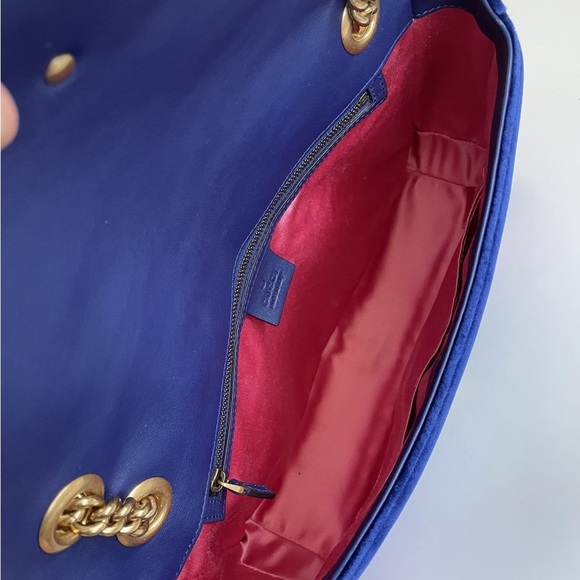 GUCCI | MARMONT MED. VELVET BAG | BLUE - Picture 5 of 14